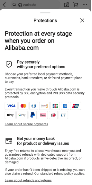 Alibaba payment and refund protection policy overview