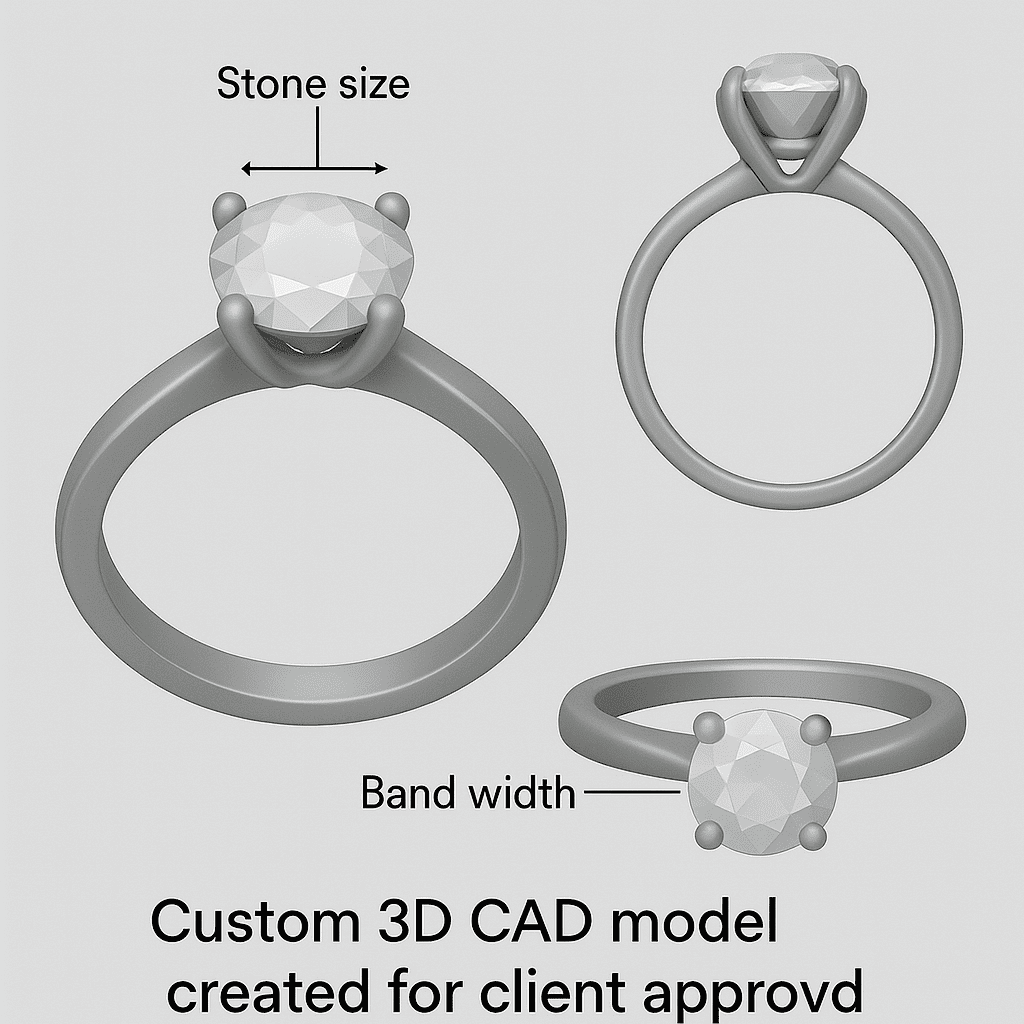 3D CAD model of custom ring for approval