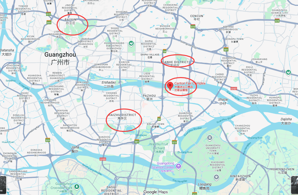 Canton Fair hotel area map