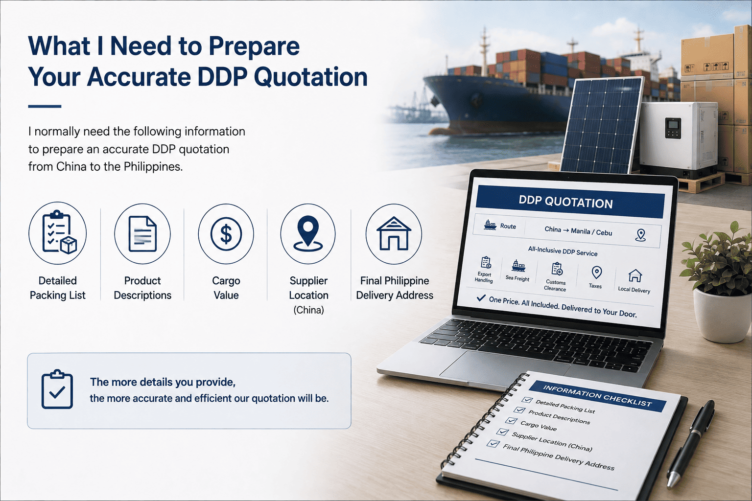 DDP quotation packing list solar products